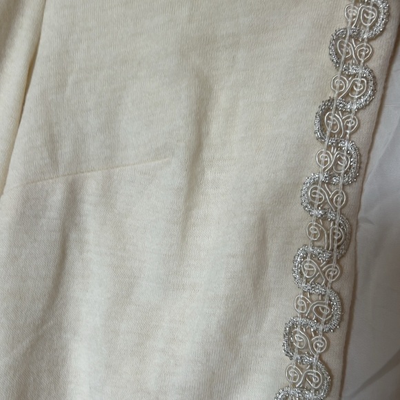 VTG cream knit jacket with embroidery trim, fully lined, Specialty House size SP - Picture 3 of 7